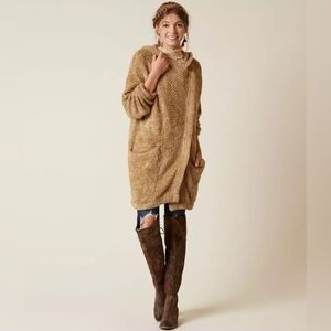 Free People Warm Wishes Hooded Knit Sweater Jacket